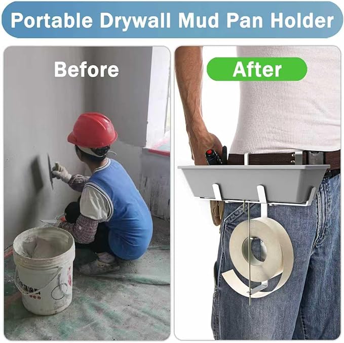 woiron Drywall Mud Pan Holder and Tape Spool Holder, Hold 12 Inch Mud Pan and 500 ft Tape,Mud Pan & Tape Holder