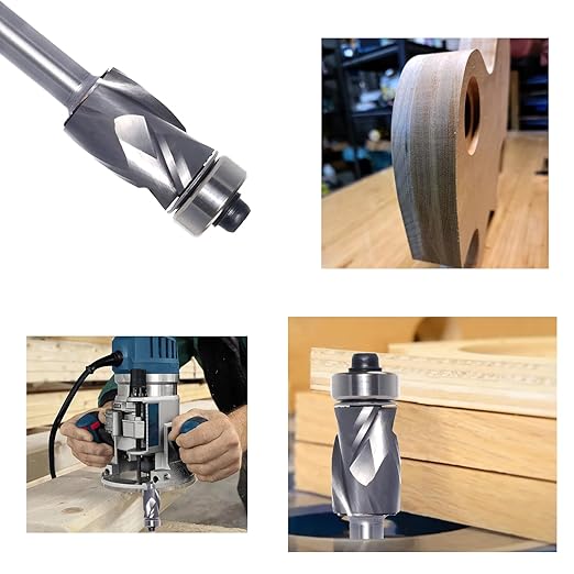 Compression Top Bearing Flush Trim Router Bit 1/4 Shank - 1/2" Cutting Dia, 3/4??Cut Height, Carbide Spiral Up-Down Pattern Template Flush Cut Router Bit, for Wood Trimming