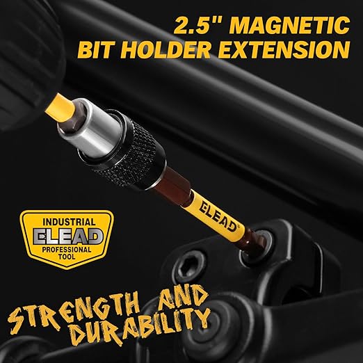 ELEAD 38-Piece Hex | Torx | Phillips Screwdriver Bit Set with 2.5??& 4??Bit Holder, Magnetic Bit Storage Rail, Allen Wrench Drill Bit Set, Tamper Proof Star Bit Set, S2 Steel