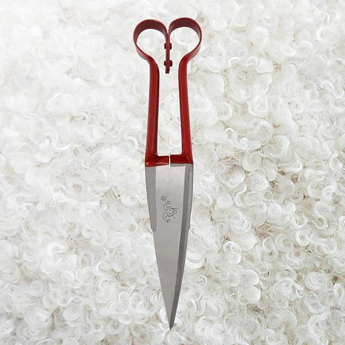 Hand Shears For Sheep Shearing, 6.1-inch Carbon Steel Blade,Classic Style, Carbon Steel Scissors For Alpaca, Pet Horse Dog Shearing (red handle)