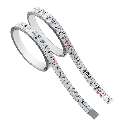 2 Packs 1/2-Inch Self-Adhesive Measuring Tape, 158 Inch or 400cm Peel and Stick Tape Measure, Imperial and Metric Scales, Left-Right Reading Ruler Tape for Workbench, Table Saw, Drafting Table, White