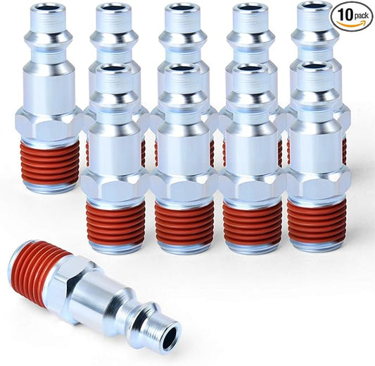 GASHER 1/4-Inch NPT Male Industrial Air Plug, Pneumatic Plugs 300PSI (10-Pack)