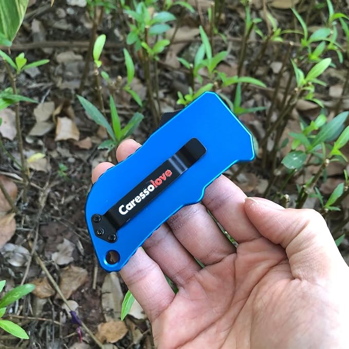 Automatic Utility Knife, Green Razor Blades Pocket Knife, Box Cutters Retractable Heavy Duty, Premium Safety Push Button Knife with 5PCS Blades (Blue)