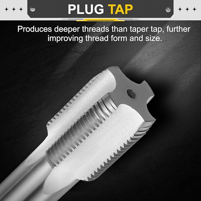 uxcell Hand Plug Tap M28 x 2 H2 Metric Thread Plug Style Taps Straight Flute Screw Tapping Threading Tool High Speed Steel HSS6542