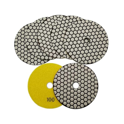 SHDIATOOL Dry Diamond Polishing Pads Grit 100 5-Inch Sanding Disc for Granite Marble Quartz (7-Pack)