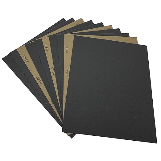180 Grit Wet Dry Sandpaper, 9 x 11 Inch Sanding Sheets, 10PCS Premium Silicon Carbide Sand Paper for Wood Metal Ceramic or Auto Polishing and Scratches Removing