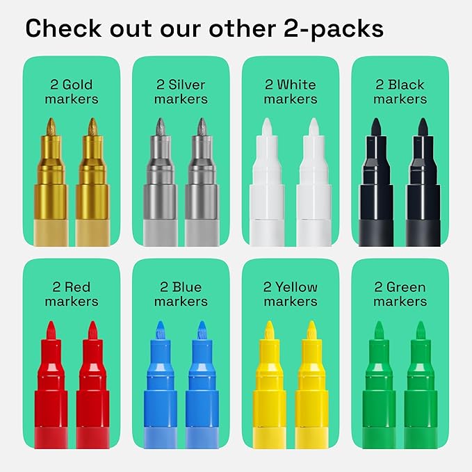 ARTISTRO 2 Red Acrylic Paint Markers - 0.7mm Extra Fine-Tip Paint Pens - Perfect for Crafting, Art Projects, & More