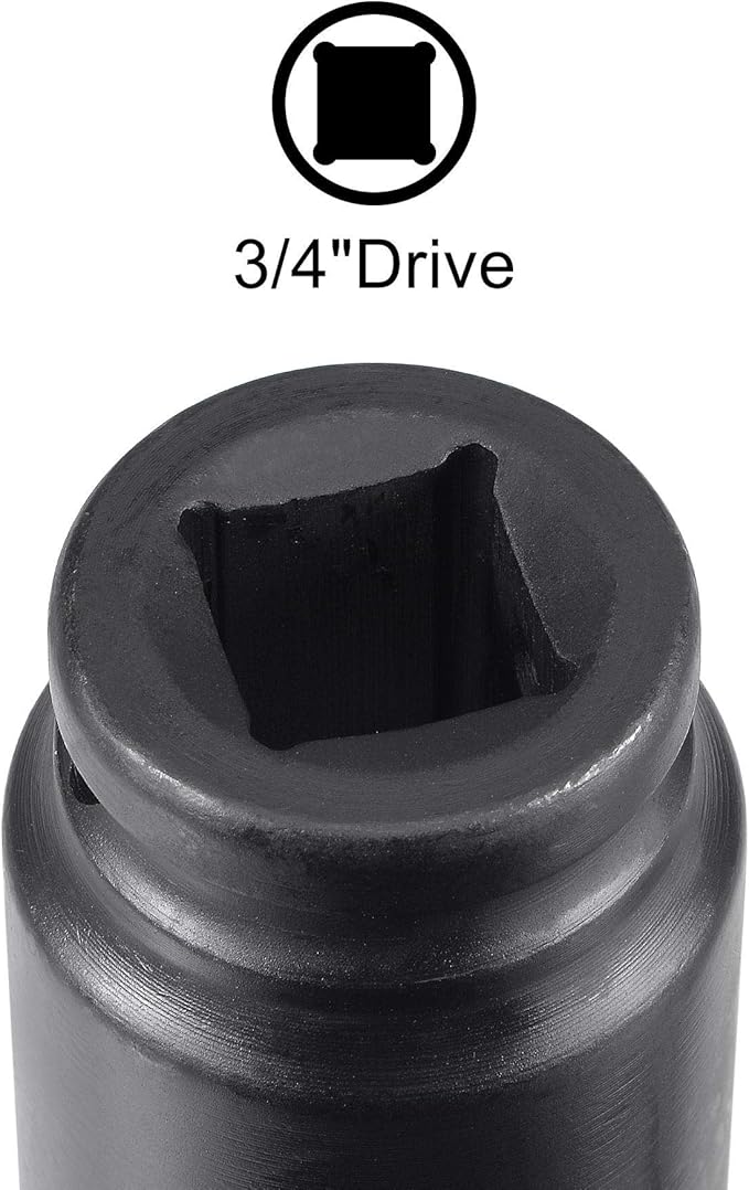 uxcell 3/4-Inch Drive 32mm 12-Point Deep Impact Socket, CR-MO Steel 78mm Length, Metric Sizes