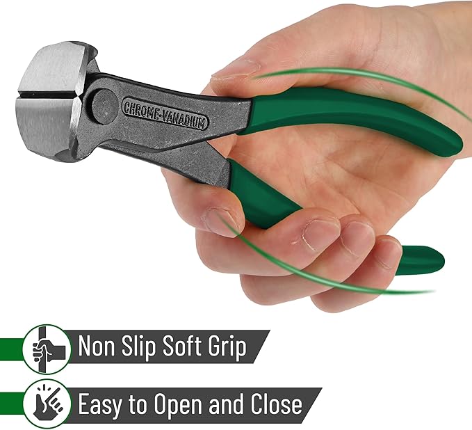 Bates- Nail Puller, 7 Inch, Dark Green, Nail Remover Tool, Cutting Pliers, Carpenter Tools, Staple Puller, End Cutting Pliers