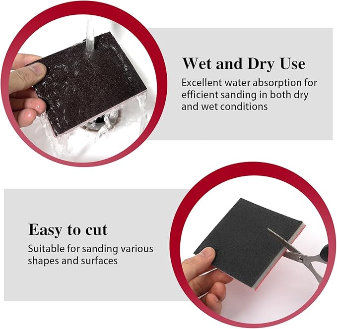 27 Pcs Sanding Sponge Pads 320 Grit, Wet Dry Washable Foam Sanding Block, Abrasive Sand Paper, Reusable Sanding Paper for Hand Sanders, Wood, Metal, Auto, Drywall, Furniture Polishing