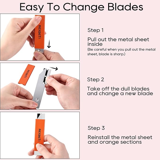 REXBETI 12 Pack Box Cutter, Retractable Cardboard Cutter, Razor Blade Scraper, Handy Box Opener, More Sharp Single Edge Razor Blade Box Cutter Set for Packages Papers and Boxes, Antirust Utility Knife