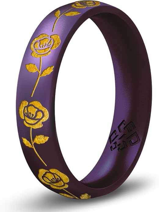 Knot Theory Birth Flower Silicone Ring for Women - 4mm Comfort Fit Wedding Band Engagement Ring