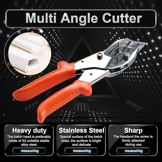 KATUR Multi Angle Miter Shear Cutter Hand Tools 45 Degree to 135 Degree with Spare Blade PVC PE Plastic Pipe Scissors (Orange)