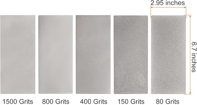 HARFINGTON 5pcs Diamond Sharpening Stone Set 80/150/400/800/1500 Grit Knife Sharpening Stone Surface Plate for knives Scissors Kitchen Tools, Silver Tone