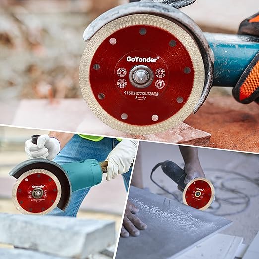 GoYonder Super Thin 4" Grinder Blades Tile Blade, Diamond Saw Blade for Cutting Porcelain Tiles Granite, 105mm Tile Cutting Blade for Angle Grinder (4"-105mm(Red))