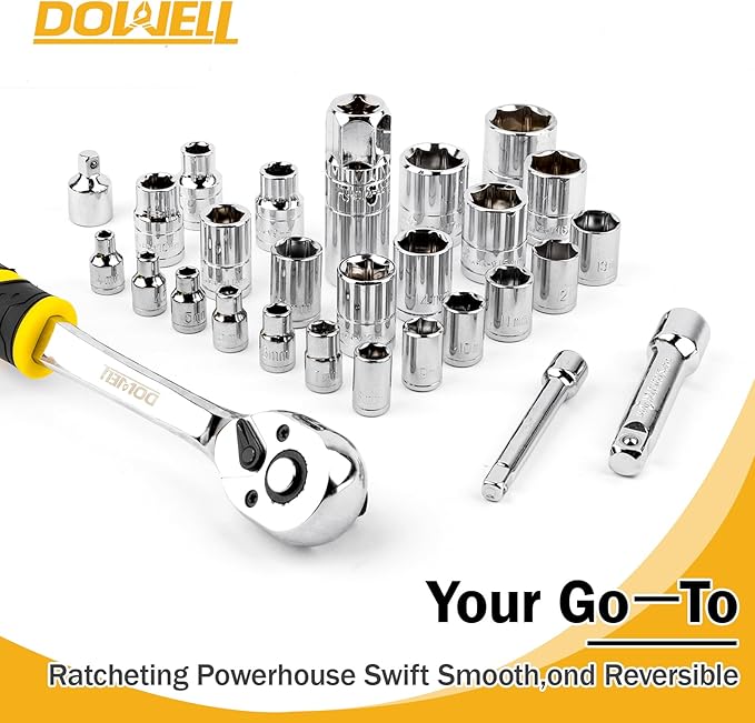 DOWELL Mechanic Tool Set Socket Wrench Auto Repair Tool Set 228-Piece Hand Tool Kit Toolbox Storage Case