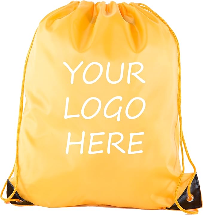 Mato & Hash Custom Bags With Your Logo | 10PK Promotional Drawstring Backpack - 10PK Athletic Gold CE2500