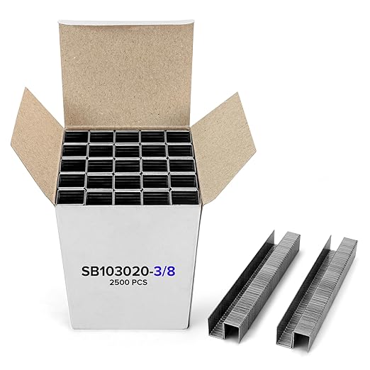 IDL Packaging Heavy Duty Staples for Pneumatic Stapling Plier SP50-10B-A, 1/2" x 3/8" x 0.128" (1 Box, 2500 pcs) - High-Tensile Stainless Steel Industrial Staples