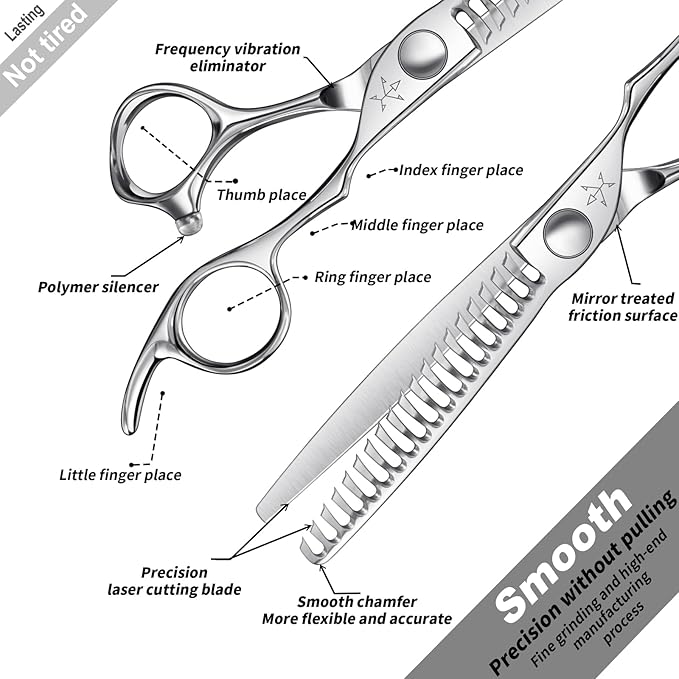 High-end Professional Hair Cut Thinning Scissors Hair Cutting Teeth Shears Barber Hairdressing Texturizing Scissor Extremely Very Sharp 6.1 Inch Dynamic Stainless Steel Alloy For Salon& Home
