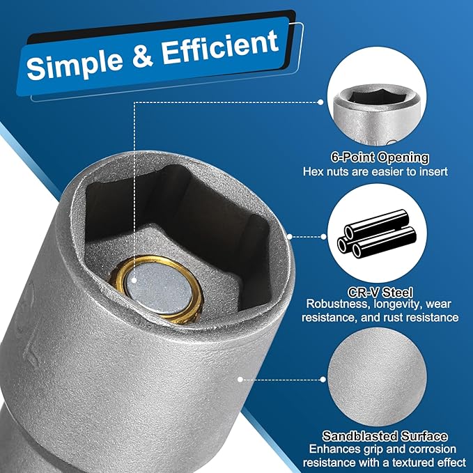 HARFINGTON Nut Driver Drill Bit 10mm Metric Socket 1/4" Hex Shank 3.94" (100mm) Long Magnetic 6-Point Sockets Quick Change CR-V Steel Bolt Setters for Power Drill Drivers