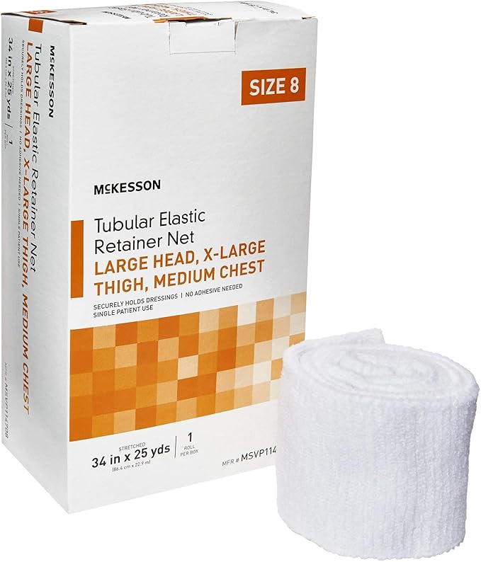 McKesson Tubular Elastic Retainer Net Dressing, Non-Sterile, Head, Thigh, Chest, Size 8, 34 in x 25 yd, 1 Count, 1 Pack