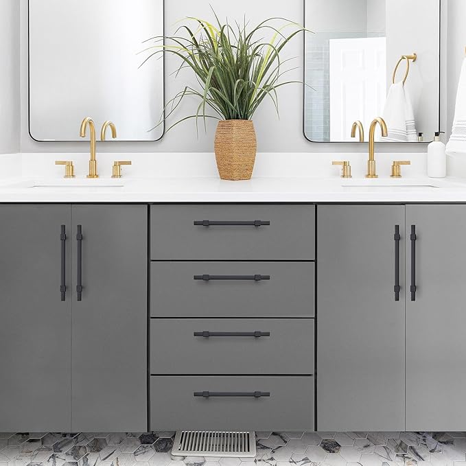10 Pack Black Cabinet Handles - 5" Hole Center Cabinet Pulls Matte Black Drawer Pulls Cabinet Hardware Kitchen Handles for Cabinets