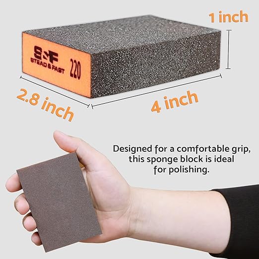 Sanding Sponge 220 Grit 4 Pcs, Coarse Medium Fine Sanding Block, Sander Sponges for Drywall Metal, Sandpaper Sponge Sanding Blocks for Wood by S&F STEAD & FAST