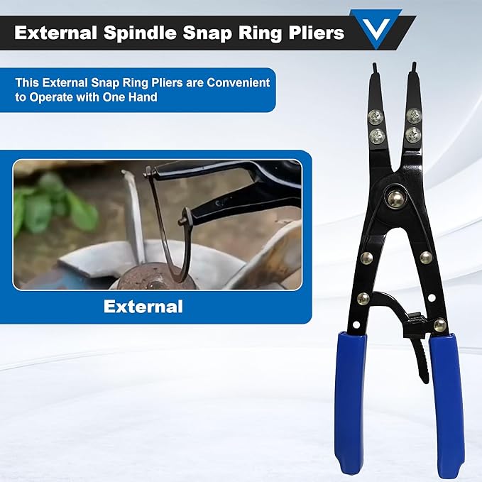 Spindle Snap Ring Pliers, External 38700 Plier Large Automotive Tool for Ford Super Duty Pickups 2007 and Newer Anti-slip Circlip Snap-ring Installation Removal Kit with Ratcheting Lock Mechanism