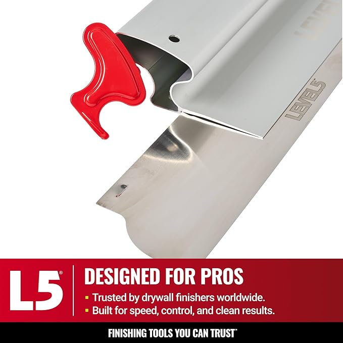 LEVEL5 Drywall Skimming Blade Set | 10, 24 & 32 Inch Skimming Blades | Ergonomic Aluminum Body | Replaceable 0.3mm German Stainless Steel Blade | for Smoothing Walls and Ceilings | 5-444