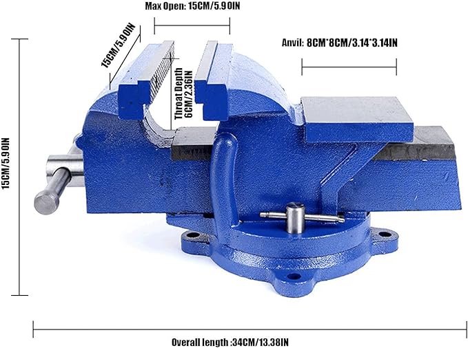 Bench Vise Heavy Duty, Table 6" Vise - Locking Base Clamp Cast Steel 360째 Swivel Vice with Anvil, Table Clamp Pipe Lock Pliers Base Desktop for Woodworking Cutting Conduit Drilling, Sanding