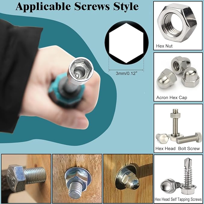 Utoolmart 3mm Socket Wrench Screwdriver, Socket Driver Hex Nut Key Wrench Screwdriver, Cr-V Steel Round Shaft High-carbon Steel Hex Nut Driver Carburetor Adjustment Tool,Non-Magnetic