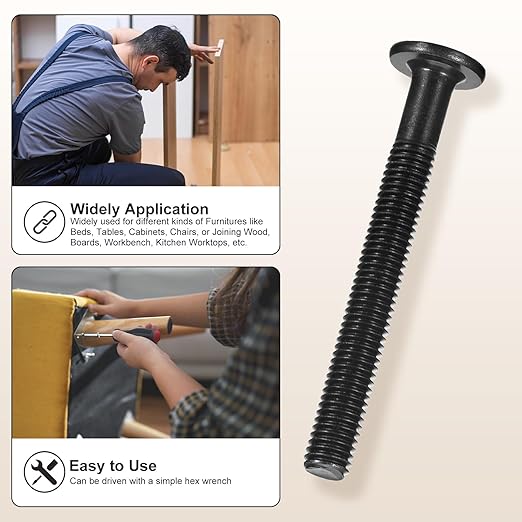METALLIXITY Flat Head Hex Socket Cap Screws Bolts(M8-1.25x90) 10Pcs, Steel Hex Socket Furniture Bolts Screws - for Furniture Woodworking Project, Black