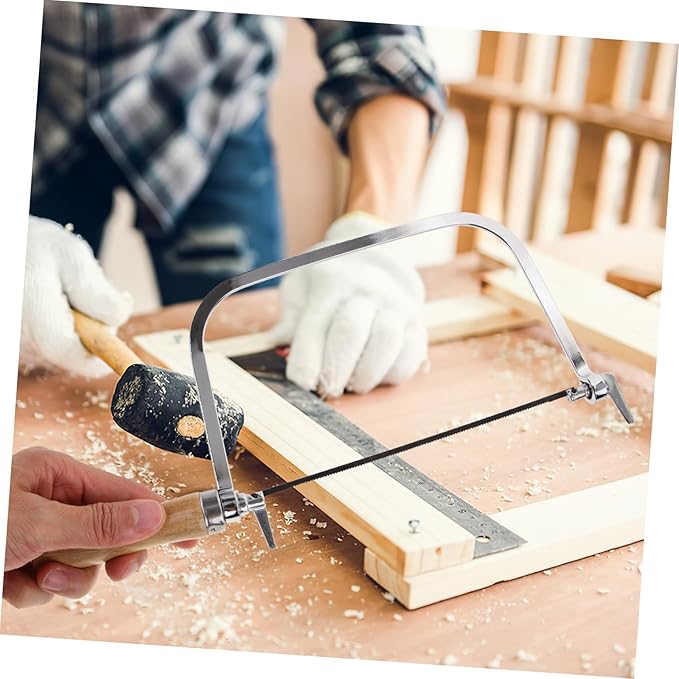 Woodworking Coping Saw with Wooden Handle Lightweight Hand Saw with Replacement Blades for Precise Cutting of PVC and Light Metals Labor Saving DIY Tool