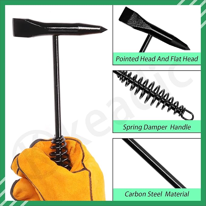 Keadic Welding Slag Removal Tool Set - Includes Chipping Hammer and Gloves for Splatter Removal, Rust Cleaning