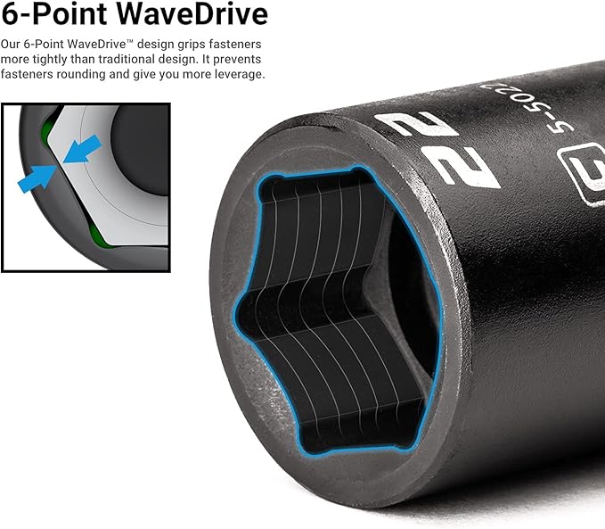 Capri Tools 12 mm Stubby Impact Socket, 1/2 in. Drive, 6-Point, Metric, CP55412