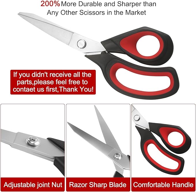 Fabric Scissors, All-Purpose Heavy Duty Utility Shears for Sewing &Garment Making, Stainless Steel Professional Handcrafted Scissors, All Purpose Heavy Duty, For Sewing Fabrics and Leather Garments