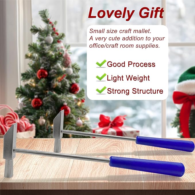 Small Craft Hammer for Home Project, Anti Slip Lightweight Hammer Tool for Small Projects, Jewelry, Watch Band, Leather, Tuning Kalimba, 2 Pcs