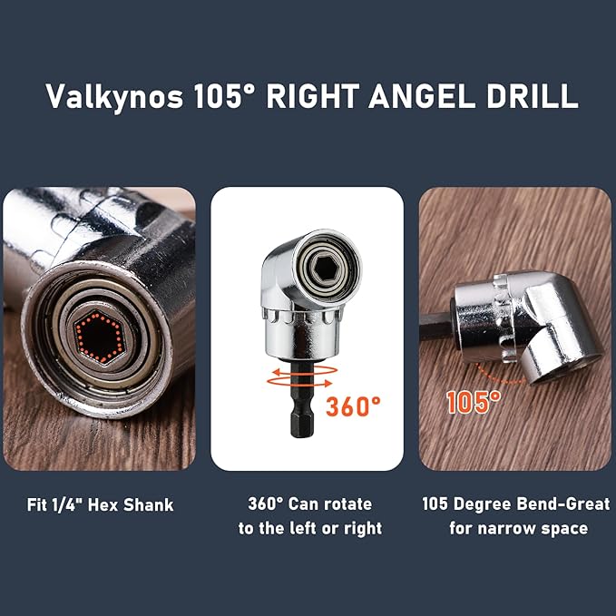Valkynos 12PCS Bit Holder Key Chain, 1/4 Bit Holders with Right Angle Drill Attachment, Drill Bits Holder for Impact Driver Quick Release, Impact Bit Holder, Cool Gadgets Gifts for Men