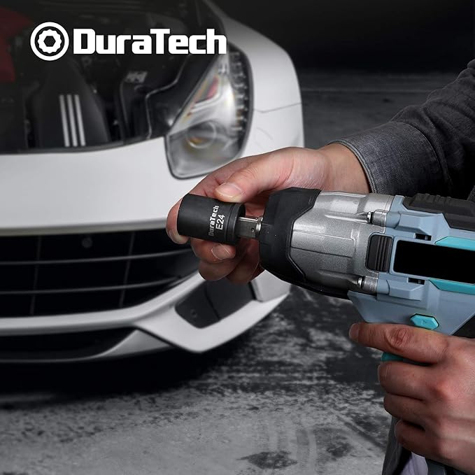 DURATECH 14-Piece External Star Impact Socket Set with Storage Case, E4 to E24, 1/4?? 3/8?? 1/2??Drive Female E-Torx Torque Socket for Working with Impact Wrench, Cr-V Steel