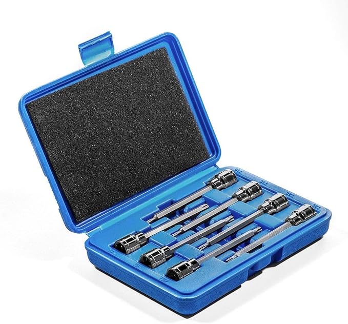 Stark USA 7 Pieces 3/8" Drive Extra Long Torx Star Bit Socket Set, T10-T40, Carrying Case Included
