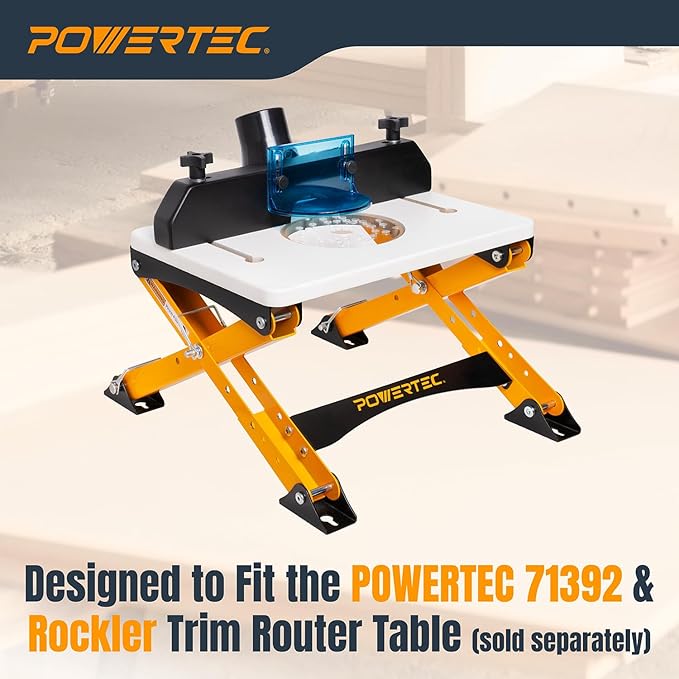 POWERTEC Folding Router Table Stand ??Adjustable Height Workstation Base for 11-1/2" x 15-1/2" Trim Router Tables, Wall-Mount Ready, Includes Mounting Guide & Hardware (UT1013)