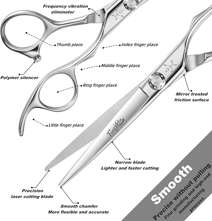 High-end Professional Extremely Very Sharp Barber Hair Cutting Scissors Hairdresser Shears For Hair 6 Inch Haircut Scissor Made Of Stainless Steel Alloy For Hairdressing Salon and Home Use