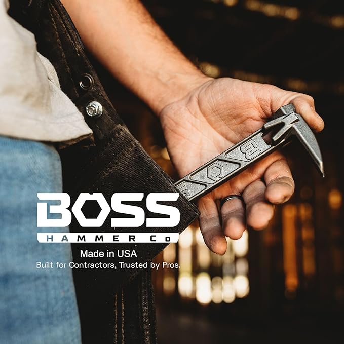 Boss Hammer 9??Boss Trim Paw with Lift - Titanium Cats Paw Nail Puller with Integrated Lift Feature, Wide Whale Tail, 4 Points of Pull, 13mm Hex Wrench & Magnetic Striking Face - Made in USA - BTPTIL