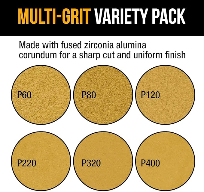 Dura-Gold Premium Mouse Detail Sander Sandpaper, 48 Assorted Grit Sanding Sheets - 60, 80, 120, 220, 320, 400-5 Hole Pattern Hook & Loop Triangle Mouse Discs - Woodworking Wood Crafting, Auto Paint