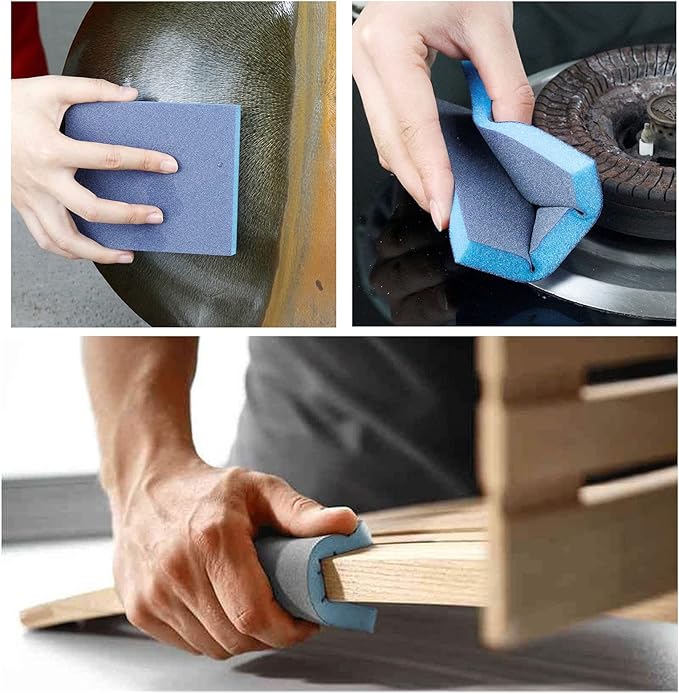 16Pcs 60/100/120/220 Grit Sanding Sponge, Jamiikury Wet Dry Sanding Blocks Washable and Reusable Sandpaper Sponge for Wood Metal FurniturePaint and Drywall (Coarse, Medium, Fine