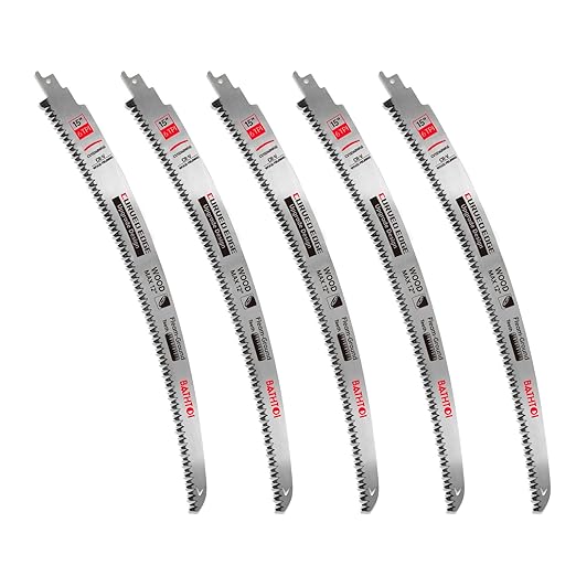 5 Pack 15 Inch 6 Tpi Japanese Teeth Reciprocating Saw Blades for Wood Cutting and Tree Trimming, Cr-V Sawzall Blades with Curved Edge and Fleam-Ground Teeth for Longer Life and Faster Cutting Speed
