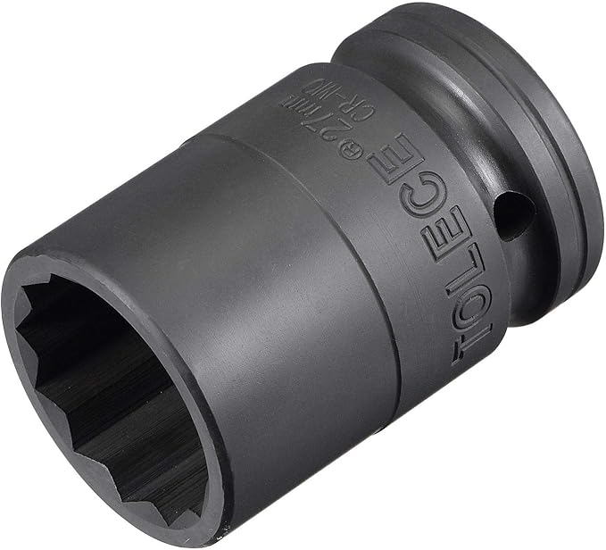 uxcell 3/4-Inch Drive 27mm 12-Point Impact Socket, CR-MO Steel 56mm Length, Standard Metric Sizes