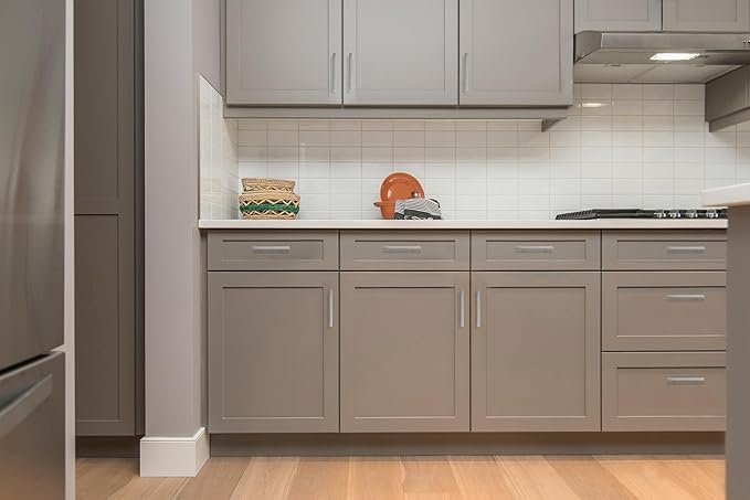 Ravinte 30 Pack 3-3/4 Inch Cabinet Pulls Brushed Nickel Sqaure Kitchen Cabinet Handles Silver Cabinet Hardware Stainless Steel Drawer Pulls 6 Inch Overall Length with Mounting Template