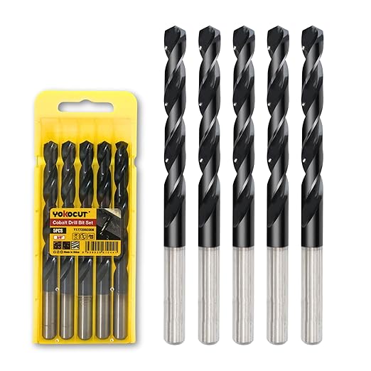 3/8 Inch Cobalt Drill Bit 5PCS | High Speed Steel | Drill Bit for Stainless Steel and Hardened Metal | HSS M35 Titanium Aluminum Nitride Coating