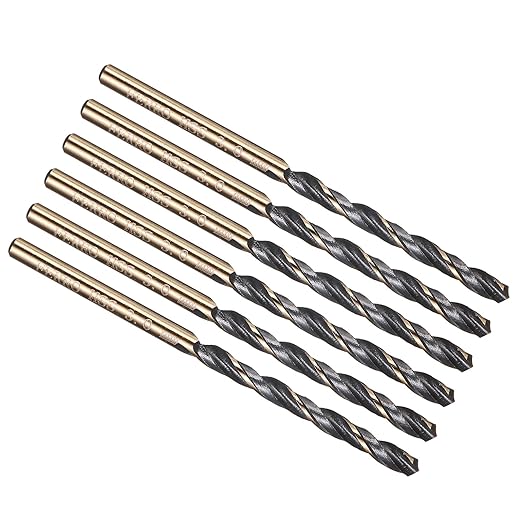 PATIKIL 3mm Drill Bit, Jobber Straight Shank 4341 High-Speed Steel 118째 Black and Gold Finish for Medium-Hard Metal Steel Acrylic - 6 Pack